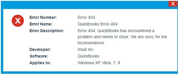 QuickBooks update error 404