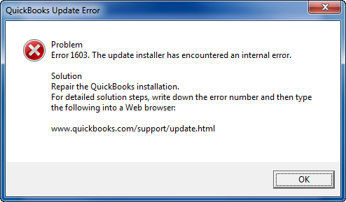 Quickbooks update error 1603