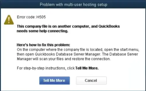 QuickBooks H505 Error - Screenshot