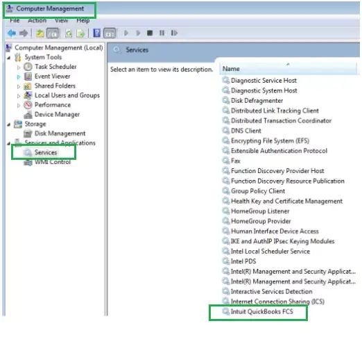 Select Intuit QuickBooks FCS from Services of Computer Management - Screenshot