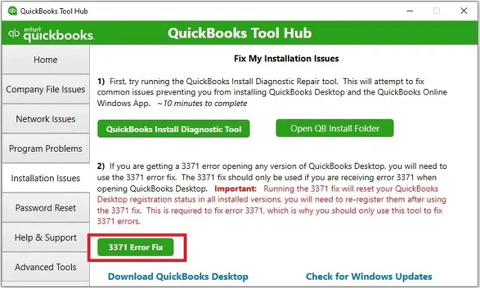 3371 Error fix in QB Tool Hub - Screenshot