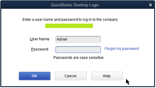 Login QuickBooks Window - Screenshot